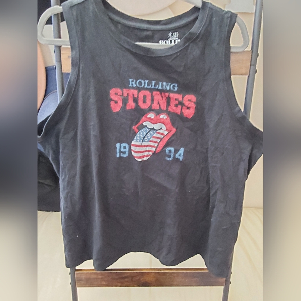 The Rolling Stones Black Tank Top with Red and Blue Logo size XXL Maurices Brand